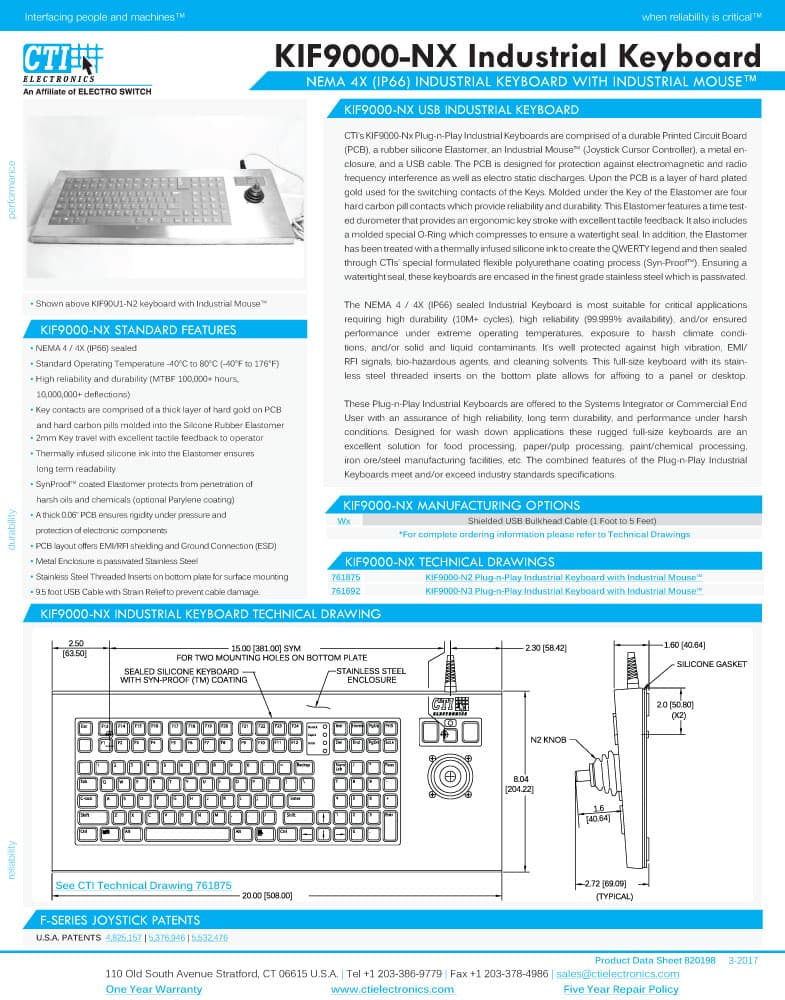 CTI Plug-n-Play Industrial Keyboard Range