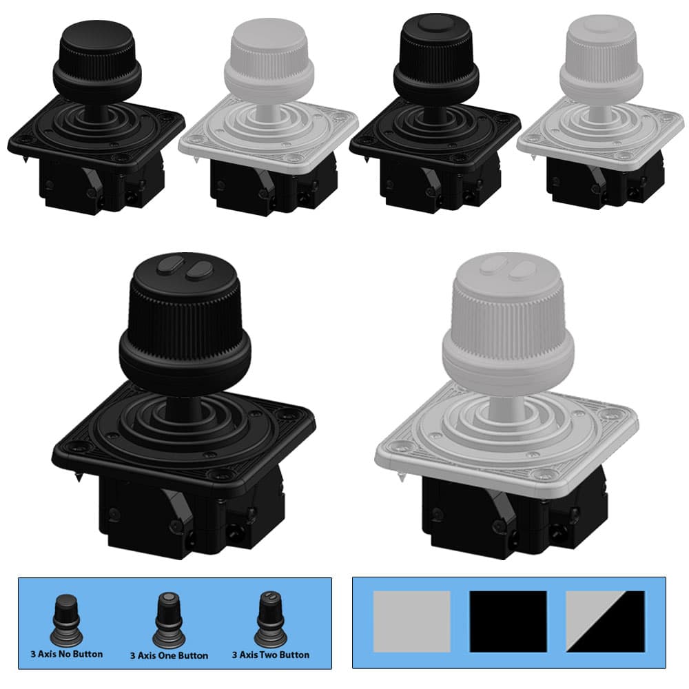 Ruffy MH Low Profile Z Fingertip Hall Effect Joystick 3 Axis Range