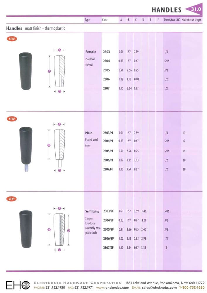 EHC Knobs - Tapered Handle Series