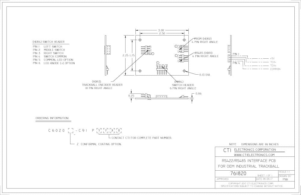 CTI OEM Industrial Trackballs - T7XXX Series