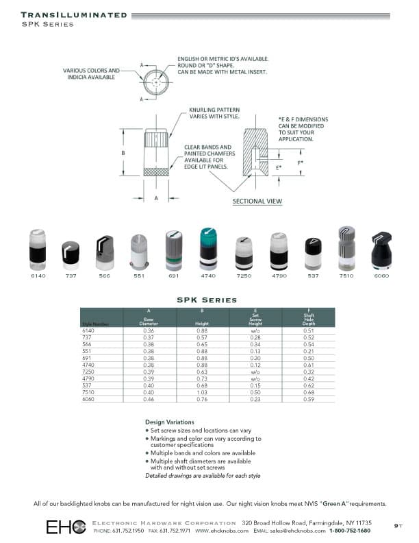 EHC Knobs - Control Knobs SPK Series