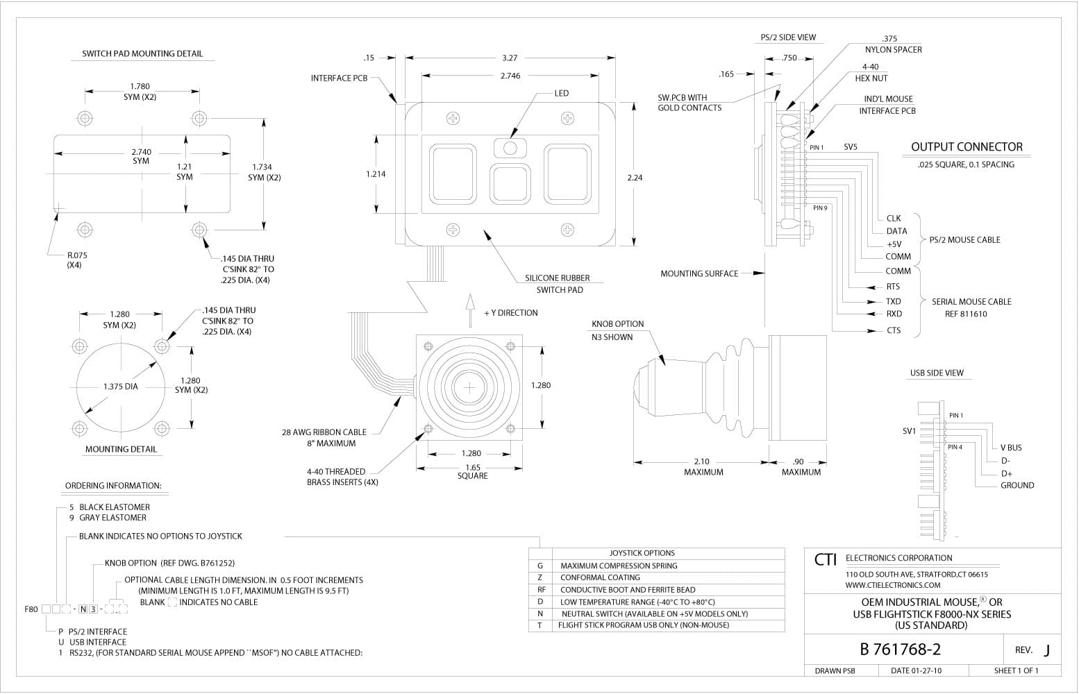CTI OEM Industrial Mouse Pointer - F80X0 Series