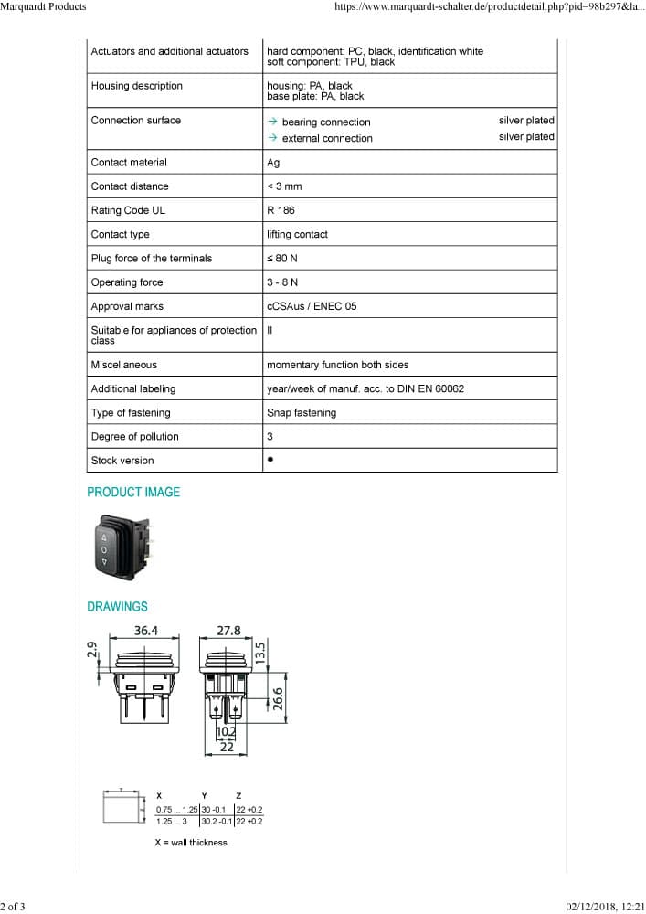 Marquardt Double Pole Rocker Switches - Series 1930