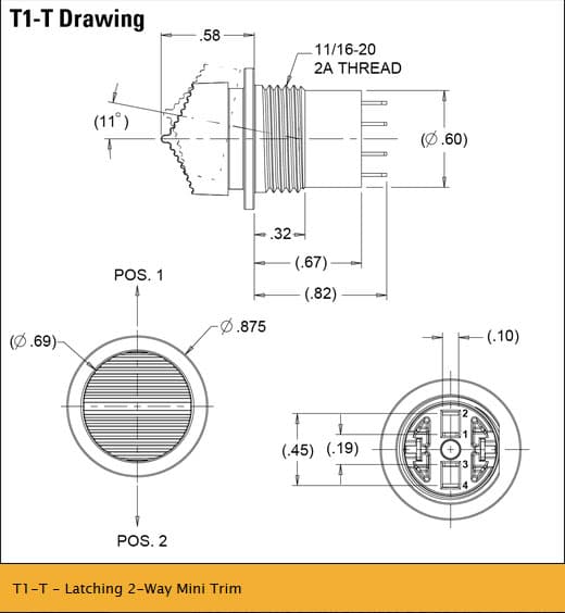 OTTO T1-T Latching 2-Way Mini Trim Switch Range