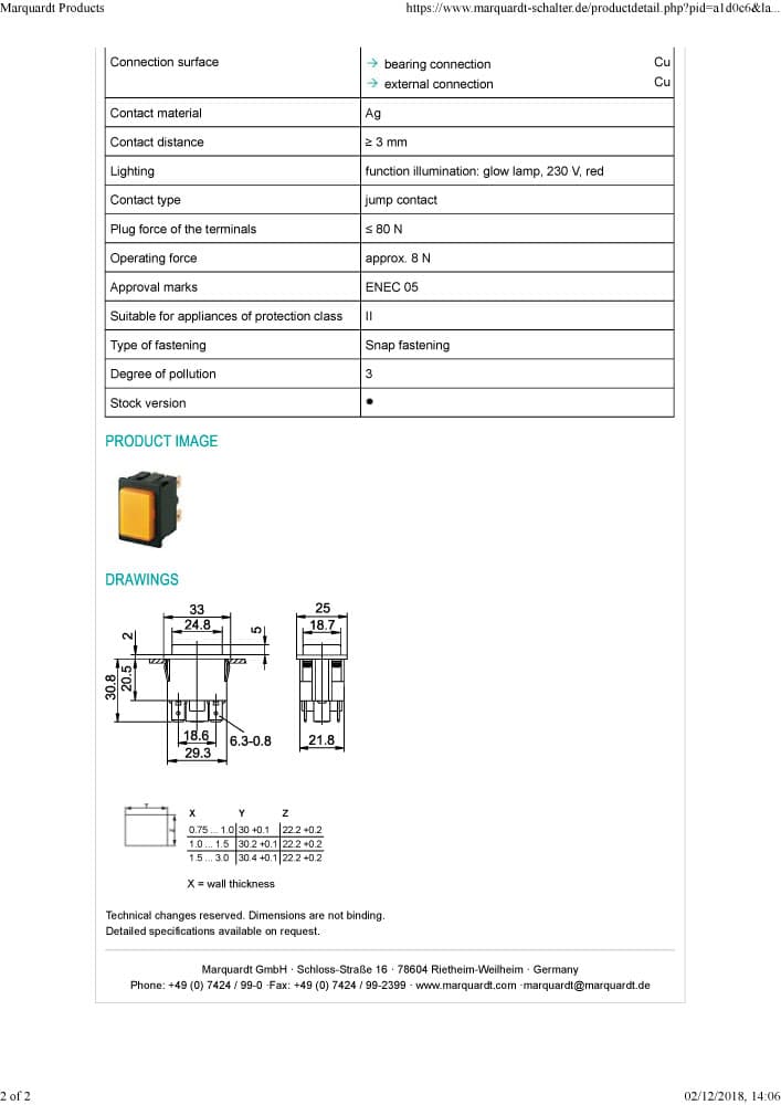 Marquardt Single and Double Pole Push Button Switches- Series 1660