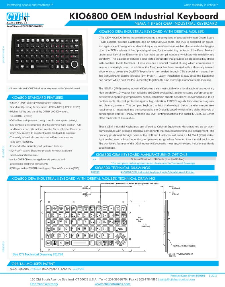 CTI OEM Industrial Keyboard Range