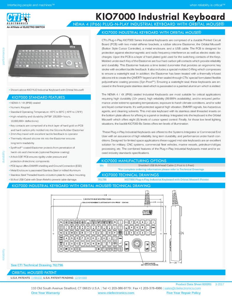 CTI Plug-n-Play Industrial Keyboard Range