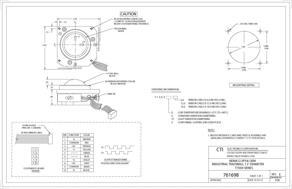 CTI OEM Industrial Trackballs - T7XXX Series
