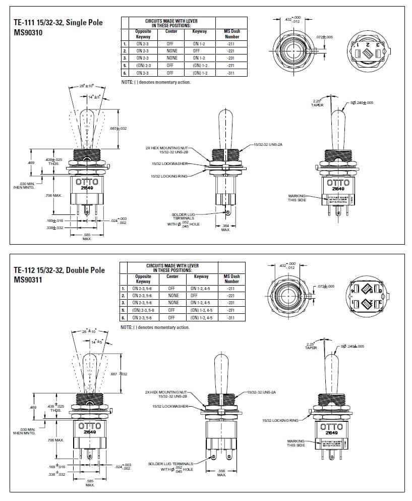 OTTO TE Series Toggle