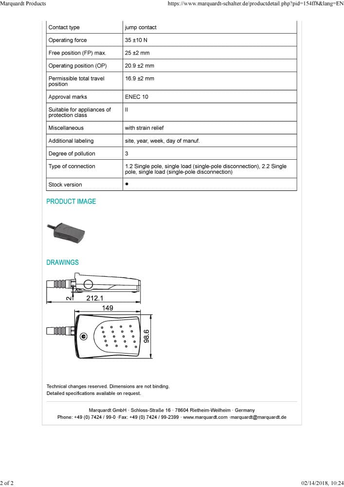 Marquardt Footswitch Series - 2420
