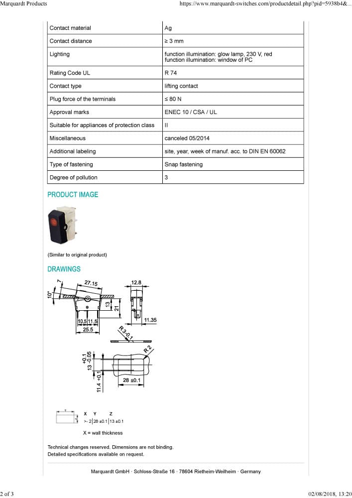 Marquardt Single Pole Rocker Switches - Series 1656