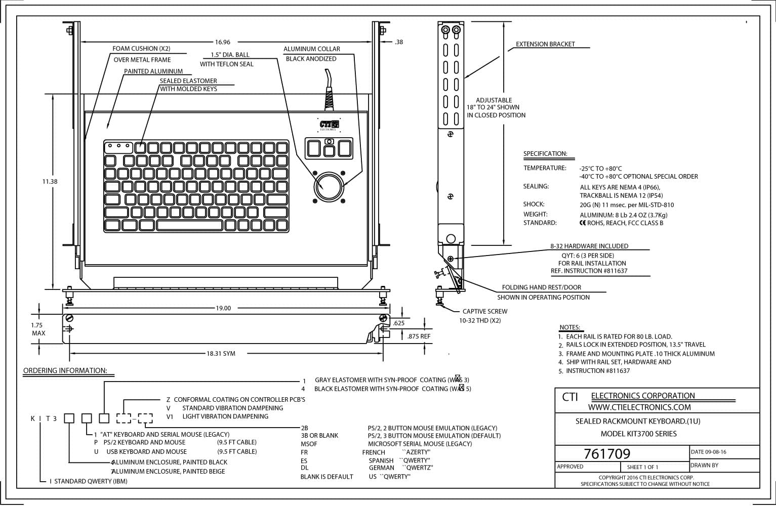 CTI Rackmount Industrial Keyboard Range