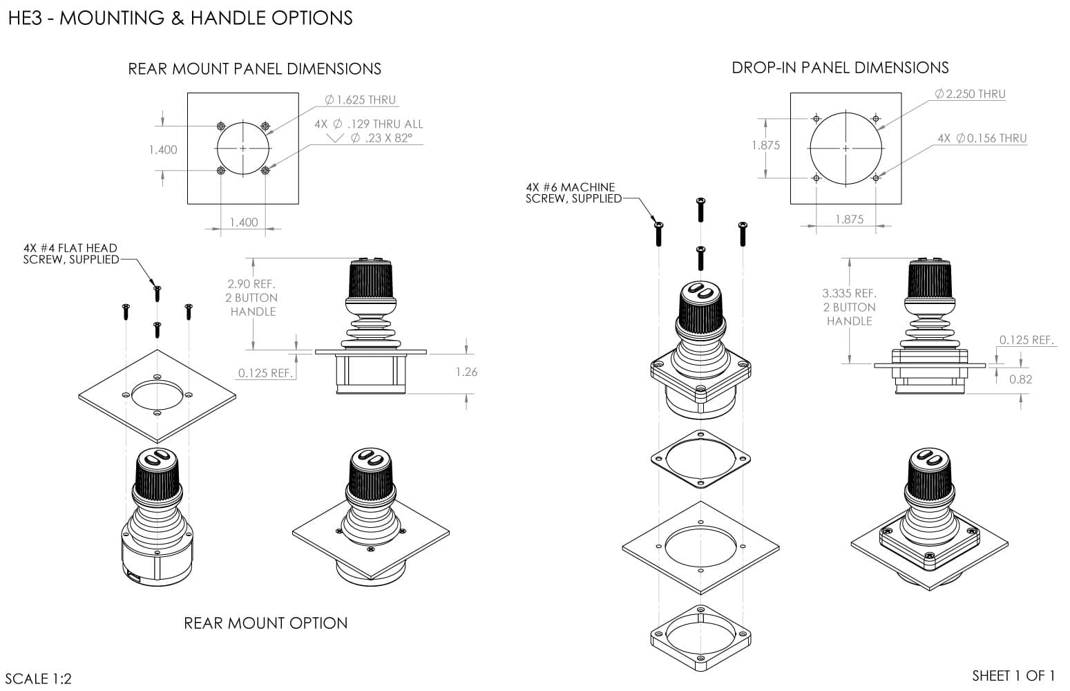 Ruffy HE3 Redundant Sensor, Fully Sealed Multi-Axis Hall Effect Joystick 3 Axis Range
