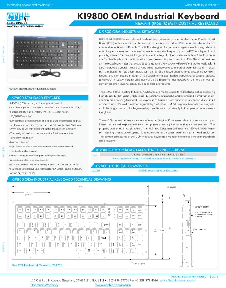 CTI OEM Industrial Keyboard Range