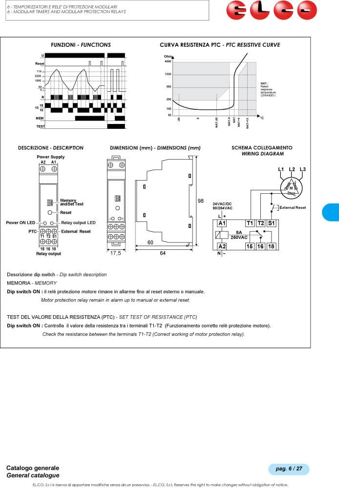Elco Motor Protection Relay - MPR24, MPR230 Series