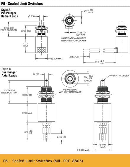 OTTO P6 Subminiature Sealed Switches (Single Pole)